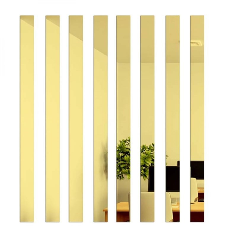 Dekoratif Şerit Gold Ayna Pleksi Duvar Süsü 2.5×120cm 5adet ( Yapışkanlı)