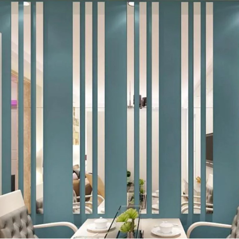 Dekoratif Şerit Gümüş Ayna Pleksi Duvar Süsü 2.5×120cm 5adet ( Yapışkanlı)