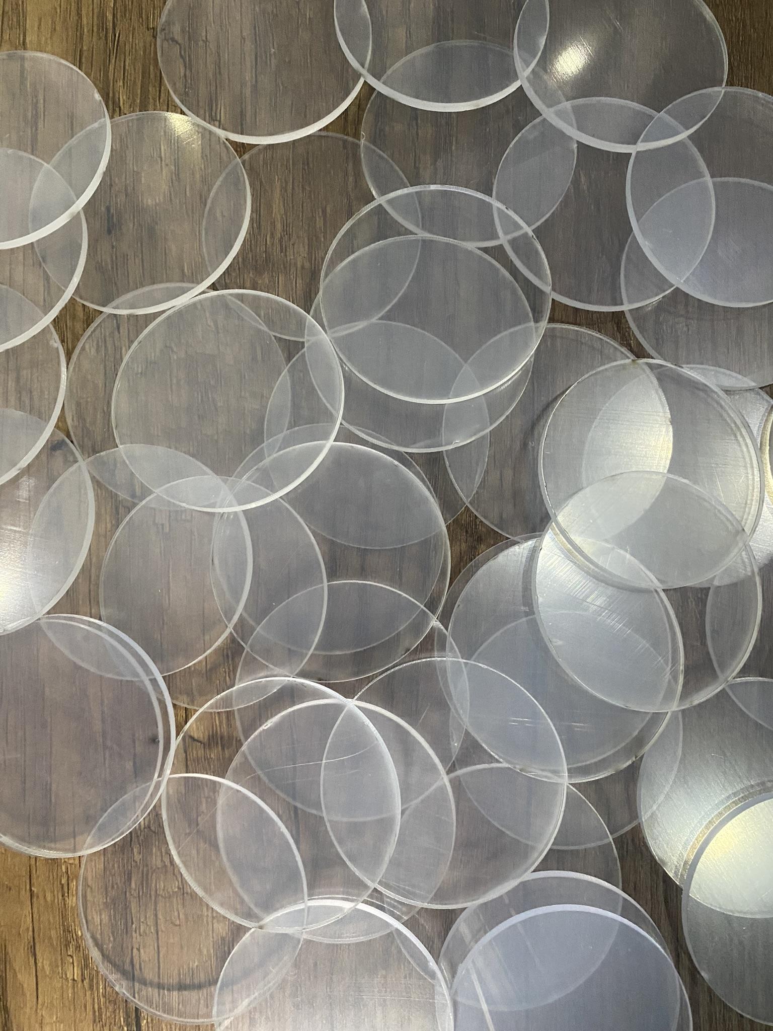 Şeffaf Yuvarlak Daire 6cm çapında üzeri boş Kaliteli pleksi magnet tabanı 50 ADET Süslemeye Uygun