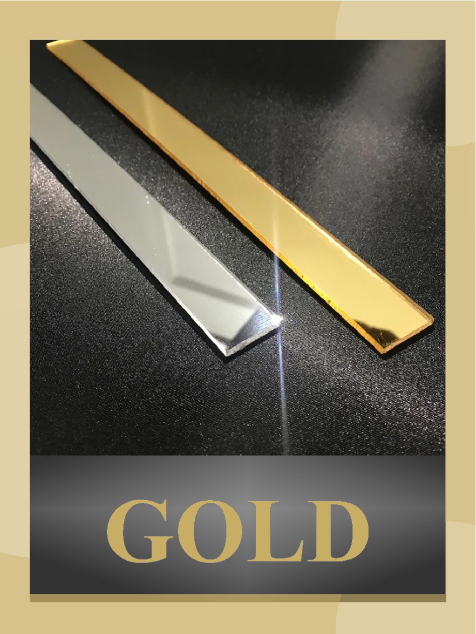 Dekoratif Şerit Gold Ayna Pleksi Duvar Süsü 2.5×120cm 5adet ( Yapışkanlı)