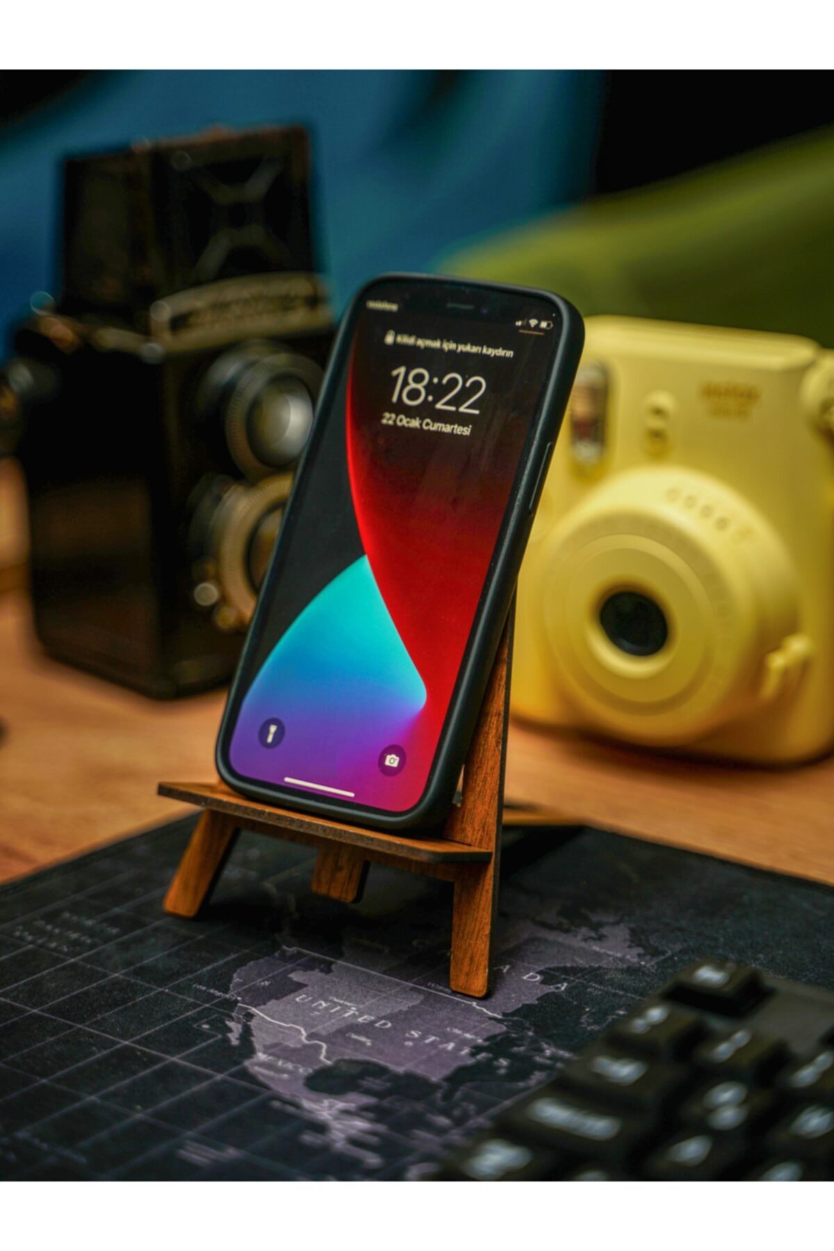 Çok Amaçlı Ahşap Stant Telefon Tutucu