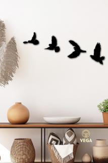 Dekoratif Modern Dörtlü Kuş Duvar Süsü