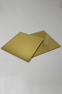 Dekoratif Kare 8X8cm Pleksi Ayna Gold