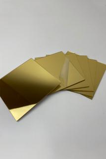 Dekoratif Kare 8X8cm Pleksi Ayna Gold