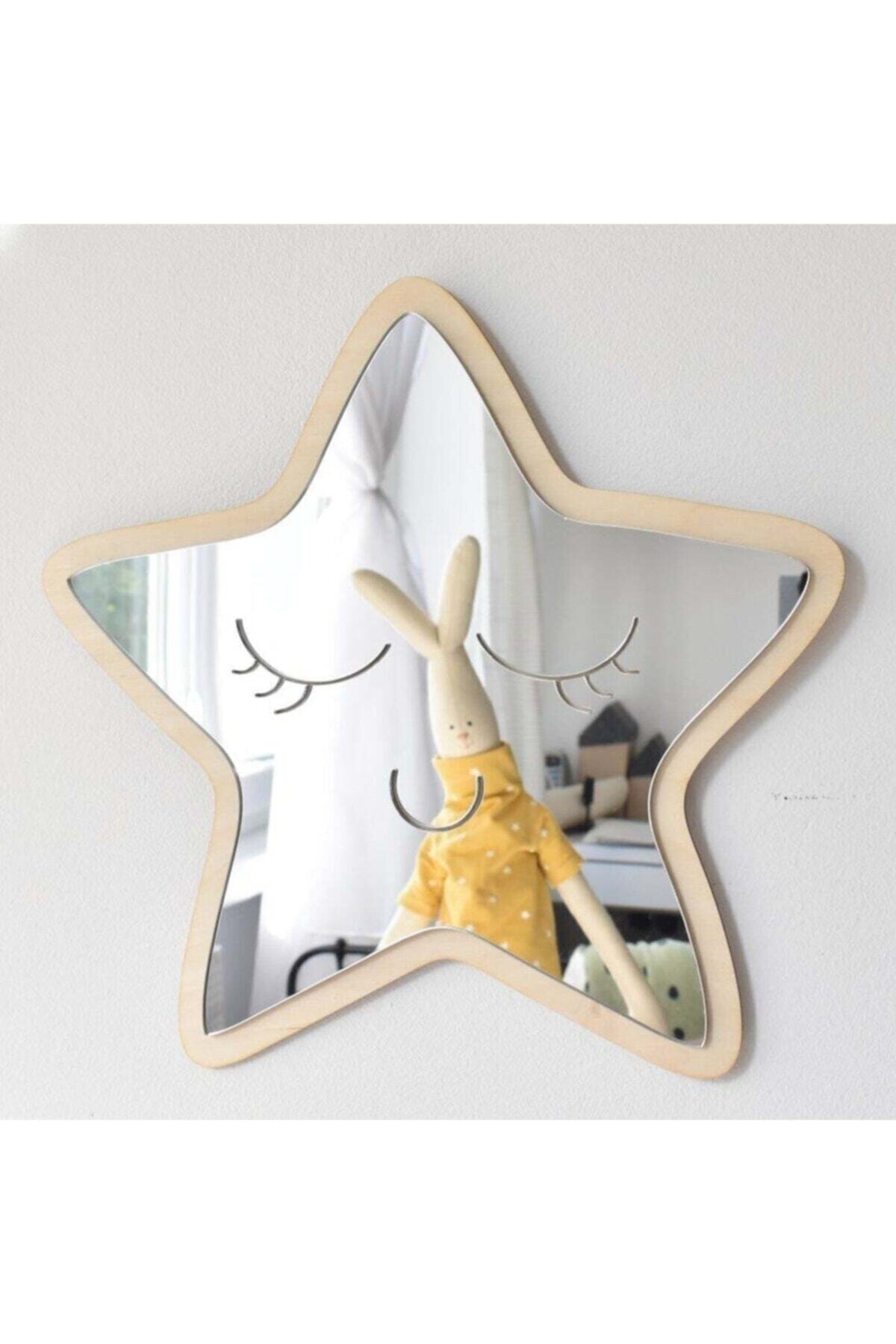 Yıldız%20Ayna%20Çocuk%20Odası%20Dekoru%20Kırılmaz%20Ahşap%20Süsleme