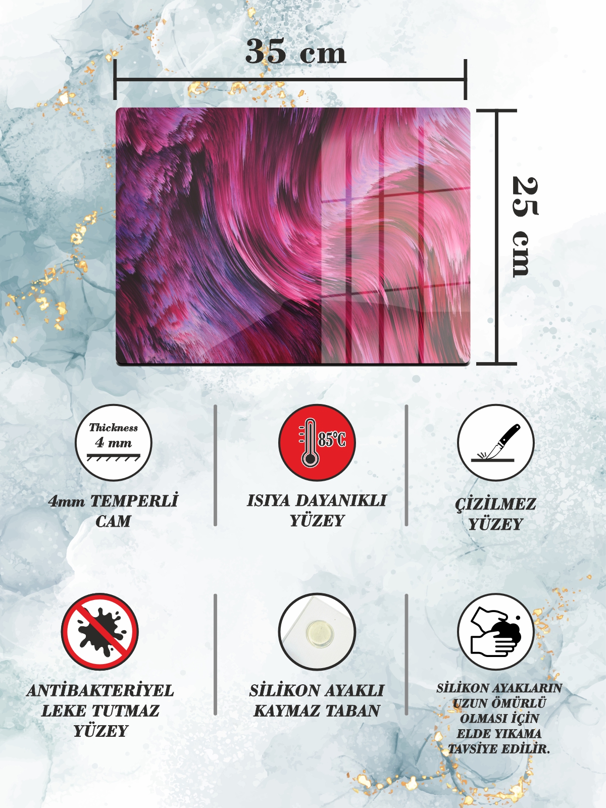 Dekoratif%20Mor%20Desenli%20Cam%20Kesme%20ve%20Doğrama%20tahtası%20sunumluk%2025%20x%2035cm